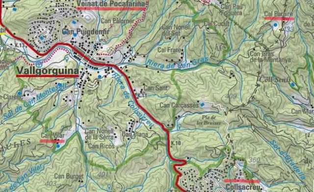 Plànol caminada Vallgorguina - Collsacreu - Vallgorguina