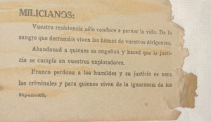 Contrapropaganda franquista a l'Ebre. Extret de "La Trinxera". Corbera