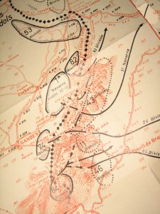 Plànol de la batalla de la serra de Pàndols. Extret de "La Trinxera". Corbera