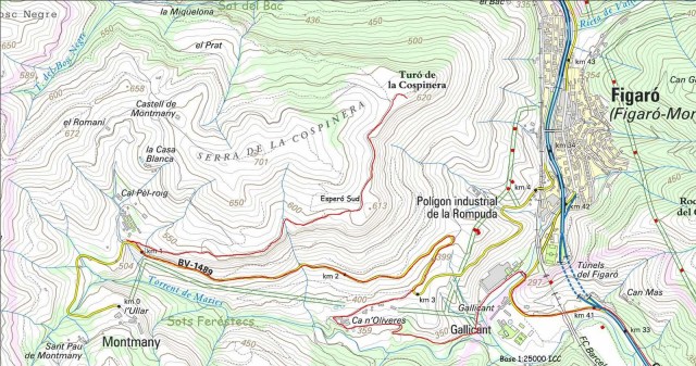 Plànol turó de la Cospinera i voltants