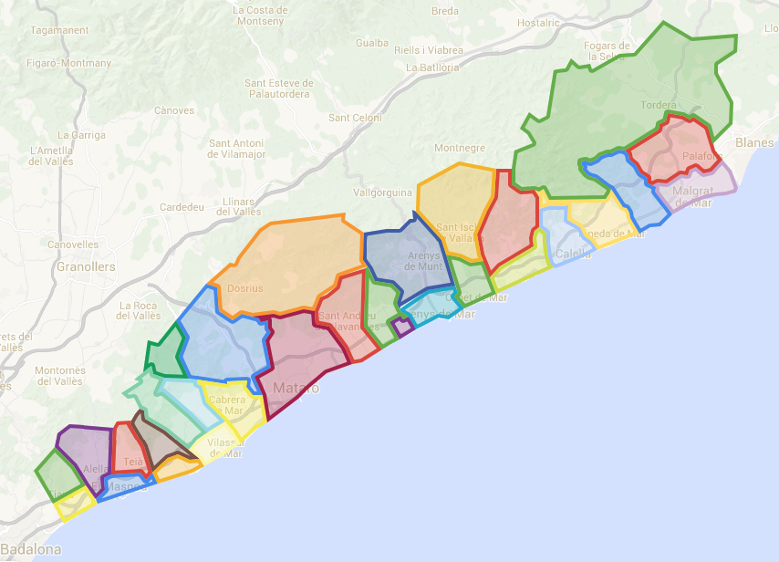 costa BCN-Maresme. Municipis Maresme